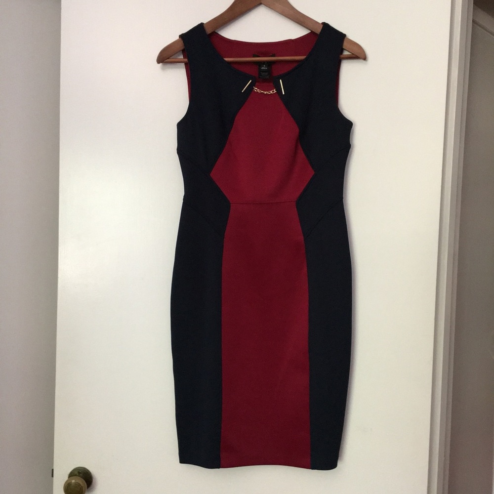 Navy and Burgundy Dress